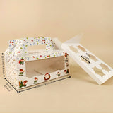 Christmas Cupcake Box with Window | White Festive Design | Festive Cupcake Box | Pack of 25