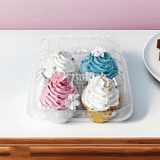 Clear Stackable 4 Cavity Cupcake Boxes | Pack of 50 - Bakeyy.com - India - Clear Stackable 4 Cavity Cupcake Boxes | Pack of 50 - Default Title