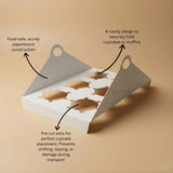 6 Cavity Cupcake Holder Tray | Bakery Cupcake Base Insert | Muffin Holder for Boxes | Pack of 25