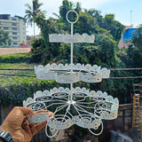 3-Tier Metal Cupcake Stand with Decorative Cutwork | Elegant Dessert & Cupcake Display Stand | Ornate Party & Bakery Stand | Pack of 1
