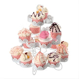 3-Tier Metal Cupcake Stand with Decorative Cutwork | Elegant Dessert & Cupcake Display Stand | Ornate Party & Bakery Stand | Pack of 1