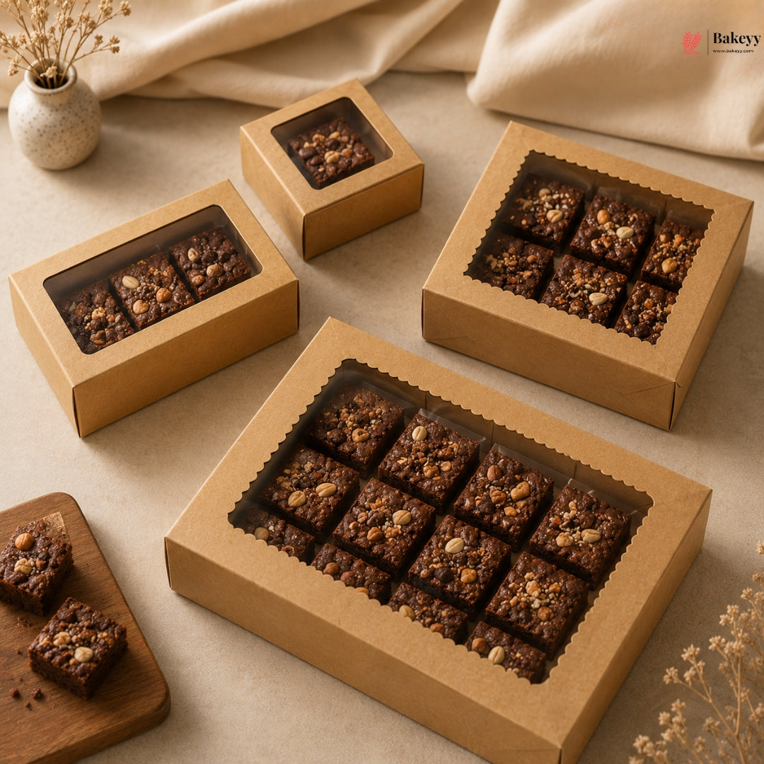 Custom Logo Print Kraft Brownie Box | Pack of 250
