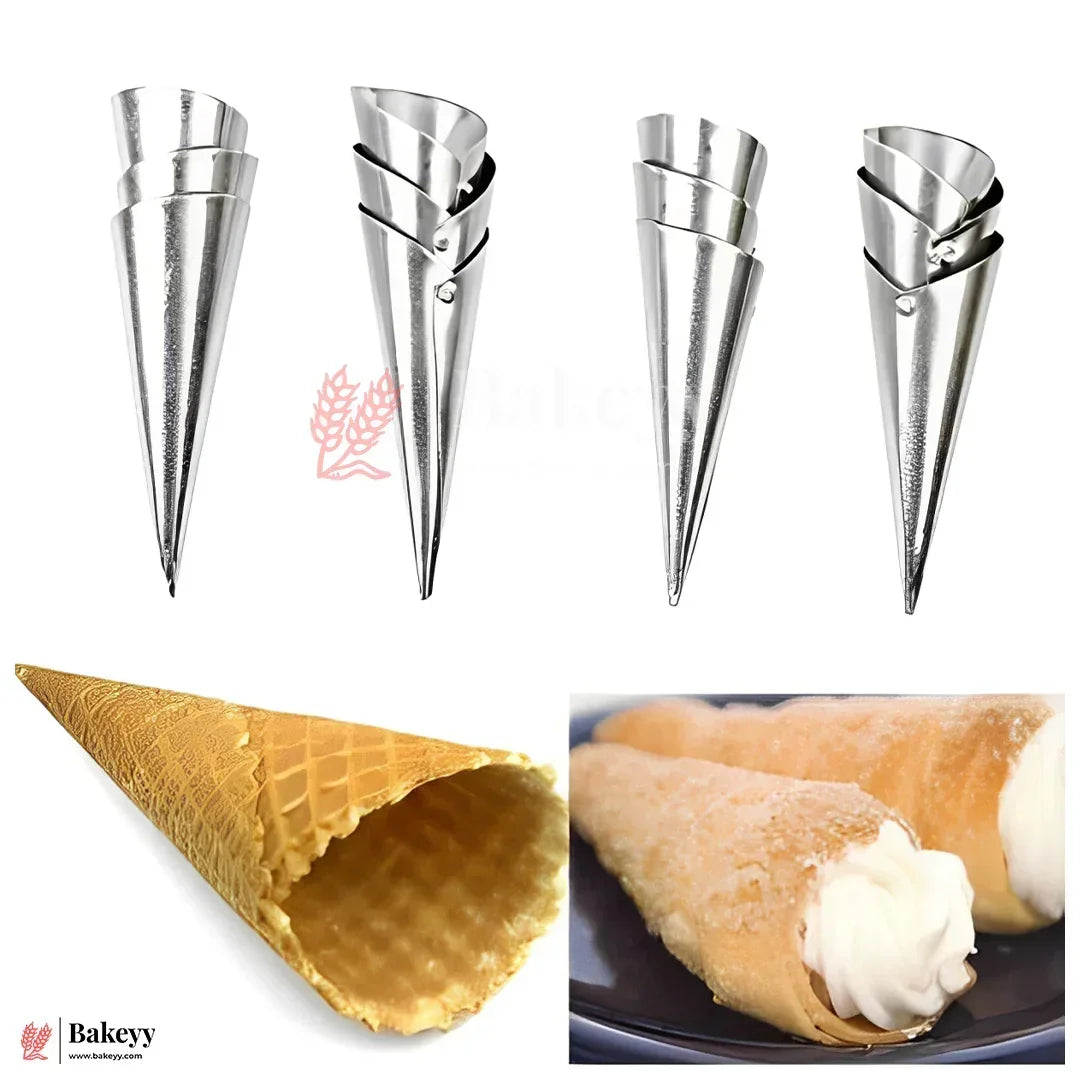 Aluminium Cone Mold – 6 Inch | Pack of 12 | For Ice Cream Cone, Cream Rolls & Pastries