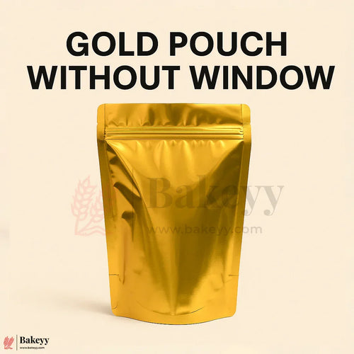 Gold Pouch Without Window | Standing Pouch - Bakeyy.com - India - Gold Pouch Without Window | Standing Pouch - 100g