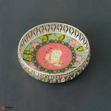 8 Inch Elegant Silver Plated Decorative Pooja Thali | Round Metal Tray Home Decor Items | Pichwai Tray for Return Gifts | Decorative Tray