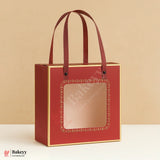 2 in 1 Premium Sparkle Red Window Gift Bag Come Box | 25x25x10cm | Pack Of 10