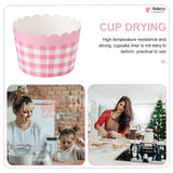 5cm| Pink & White Check Design Striped Scallop-Edge Baking Cups – Premium Paper Muffin Cup Liners |Pack Of 50