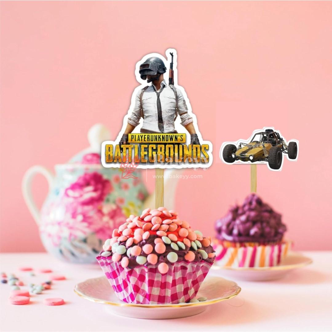 6pcs PUBG theme Birthday Cake Topper| Cupcake Toppers| Bday Decorations Items - Bakeyy.com - India - 6pcs PUBG theme Birthday Cake Topper| Cupcake Toppers| Bday Decorations Items - Default Title