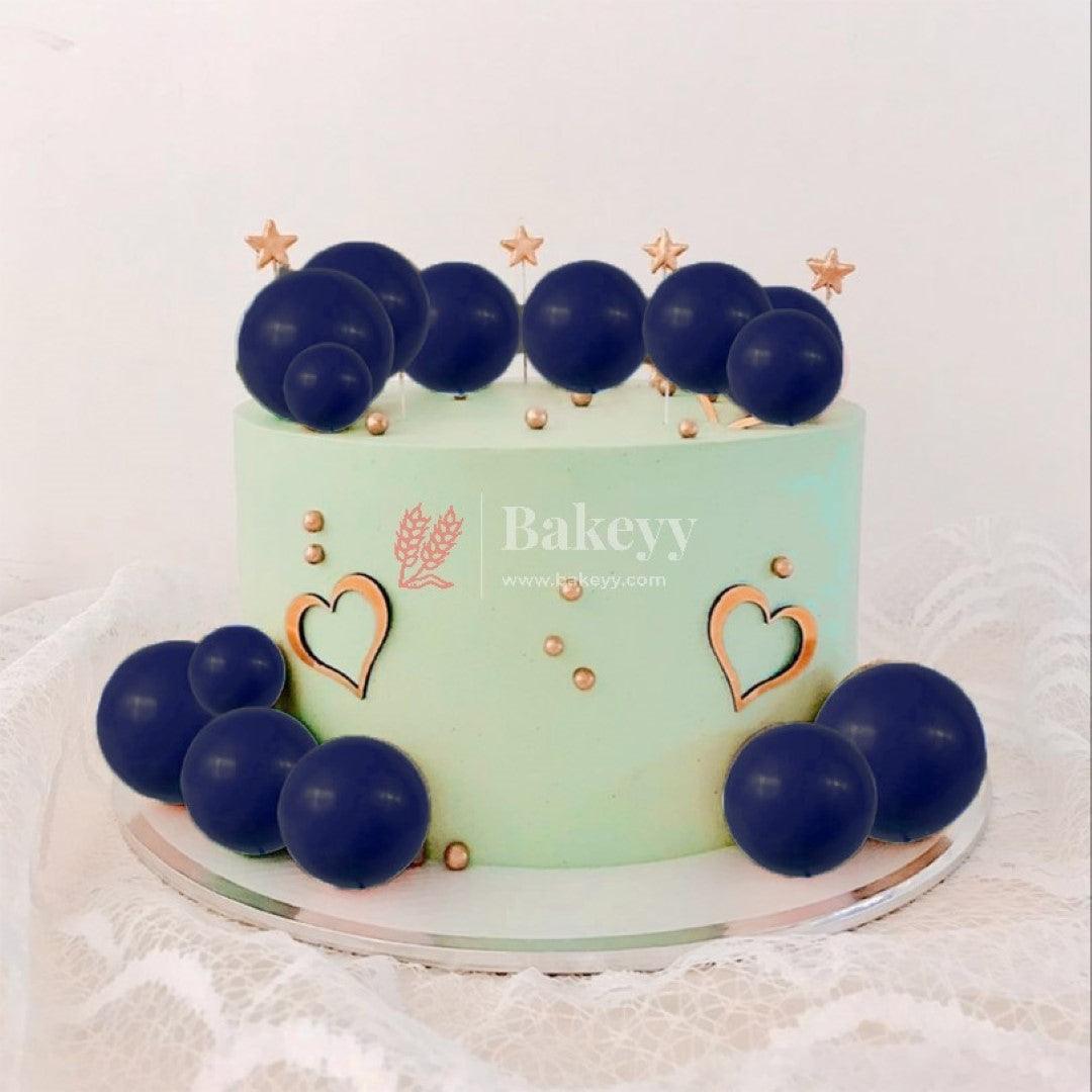 Faux Ball Dark Blue Round Ball Topper For Cake and Cupcake Decoration - Bakeyy.com - India - Faux Ball Dark Blue Round Ball Topper For Cake and Cupcake Decoration - Default Title