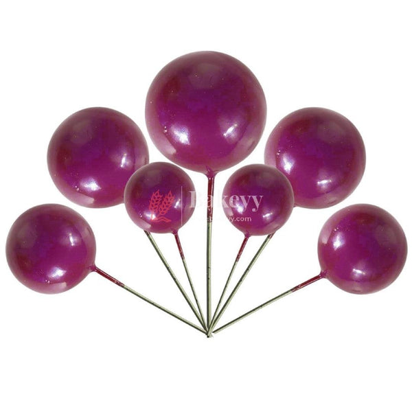 Dark Pink Round Ball Topper For Cake and Cupcake Decoration - Bakeyy.com