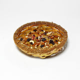 Luxurious Gold-Plated Round Metal Dry Fruit Tray with 4 Decorative Bowls