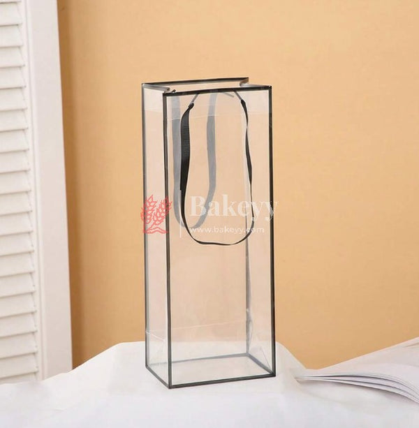 Transparent Window Flower Gift Bag With Handle For | Valentine's day | Flower Bouquet Packaging | Pack of 10