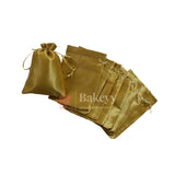 10x14 cm | Satin Potli Bags| Gold Colour | Elegant Drawstring Pouches| for Gifting and Storage|