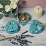 Small | Light Blue Heart Empty Decorative Tin Box | Gift Box | Chocolate Box | Sweet Box | Jewellery Box | Luxury Box | Pack of 12