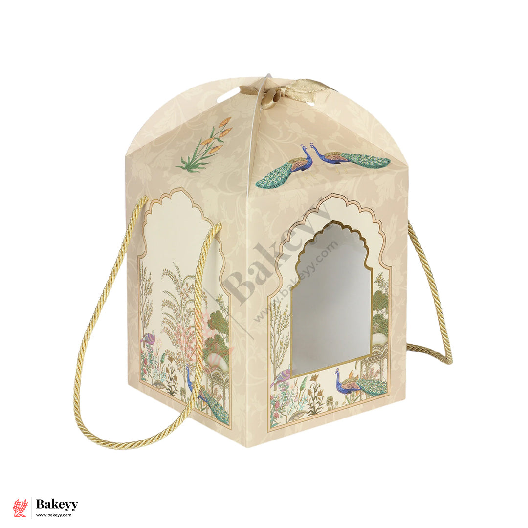 12x7.25x7.25 Inch |Luxury Peacock Window Gift Box with Handle –  (Pack of 10)