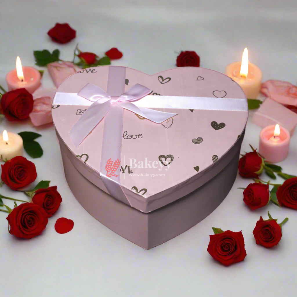 6x5x2.5 Inch Valentine Gift | Heart Shape Gift Box with Ribbon | Black | White | Pink | Red | Maroon | Grey