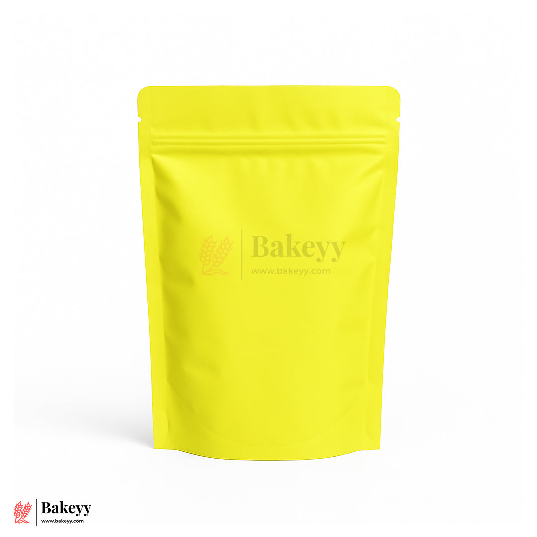 250 gm | Zip Lock Pouch | Lime Yellow Color With Window | 13x22 CM | Standing Pouch | 110 GSM | Pack of 100