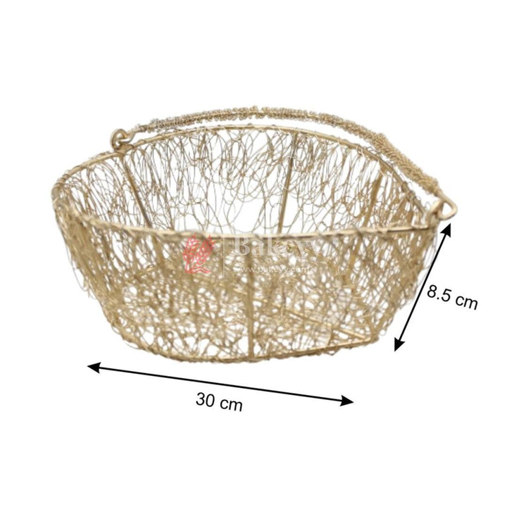 Decorative Gold Metal Hamper Basket For Gifting Heart | Extra Large - Bakeyy.com