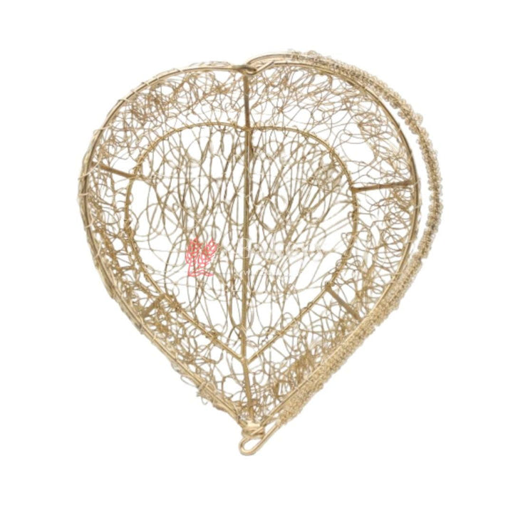 Decorative Gold Metal Hamper Basket For Gifting Heart | Large - Bakeyy.com