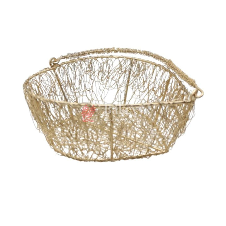 Decorative Gold Metal Hamper Basket For Gifting Heart | Large - Bakeyy.com