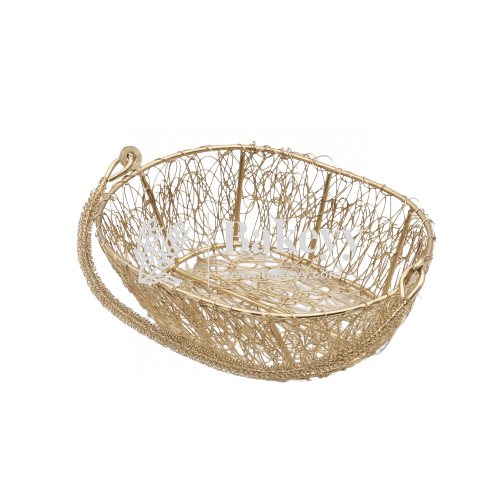 Decorative Gold Metal Hamper Basket For Gifting Oval | 4 Sizes - Bakeyy.com