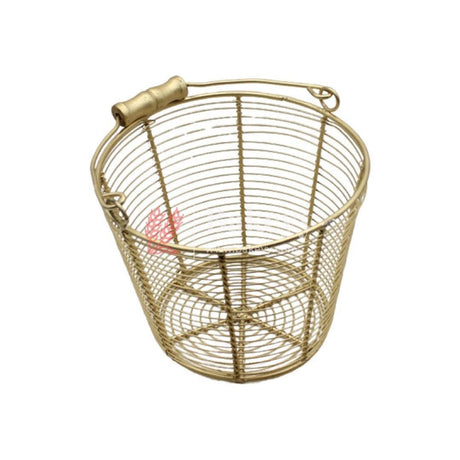 Decorative Gold Metal Hamper Basket For Gifting Round Large - Bakeyy.com - India - Decorative Gold Metal Hamper Basket For Gifting Round Large - Default Title