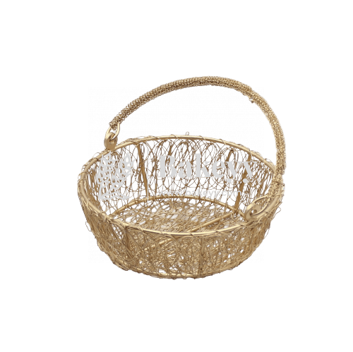 10 Inch | Decorative Gold Metal Hamper Basket For Gifting Round | Large - Bakeyy.com - India - 10 Inch | Decorative Gold Metal Hamper Basket For Gifting Round | Large - Default Title