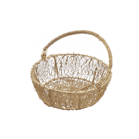 8 Inch | Decorative Gold Metal Hamper Basket For Gifting Round | Medium - Bakeyy.com - India - 8 Inch | Decorative Gold Metal Hamper Basket For Gifting Round | Medium - Default Title