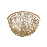 Round Decorative Gold Metal Hamper Basket For Gifting | Return Gifts - Bakeyy.com - India - Round Decorative Gold Metal Hamper Basket For Gifting | Return Gifts - Small - 6 Inch