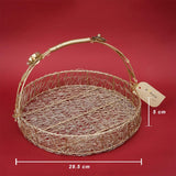 Decorative Gold Metal Hamper Basket For Gifting Round with Handle - Bakeyy.com - India - Decorative Gold Metal Hamper Basket For Gifting Round with Handle - Extra Large - 12 Inch