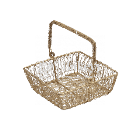 Decorative Gold Metal Hamper Basket For Gifting Square - Bakeyy.com - India - Decorative Gold Metal Hamper Basket For Gifting Square - Small - 6 Inch