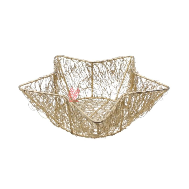 Decorative Gold Metal Hamper Basket For Gifting Star | Small - Bakeyy.com