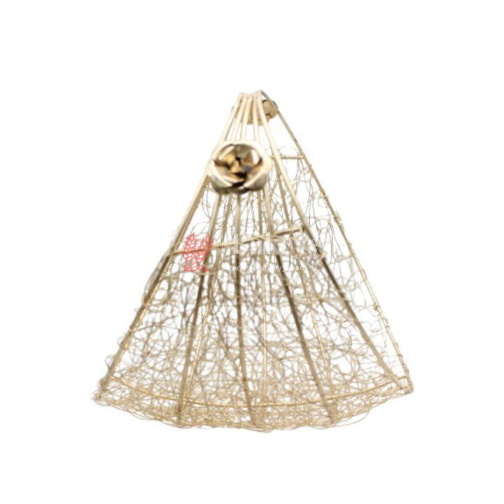 Decorative Gold Metal Hamper Basket | With Large Base | For Gifting Nest Style | Large - Bakeyy.com