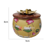 Turquoise Handcrafted Decorative Jar with Floral Wooden Lid - Bakeyy.com - India - Turquoise Handcrafted Decorative Jar with Floral Wooden Lid - Default Title