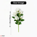 Artificial White Rose Bouquet – 33cm | Decorative Faux Flower Bunch for Home & Gifting