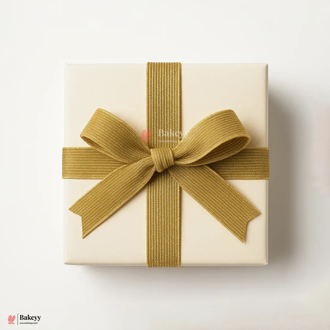 343 | Elastic Gold Ribbon with Gold Borders – 3cm Width | 18 Meters Roll