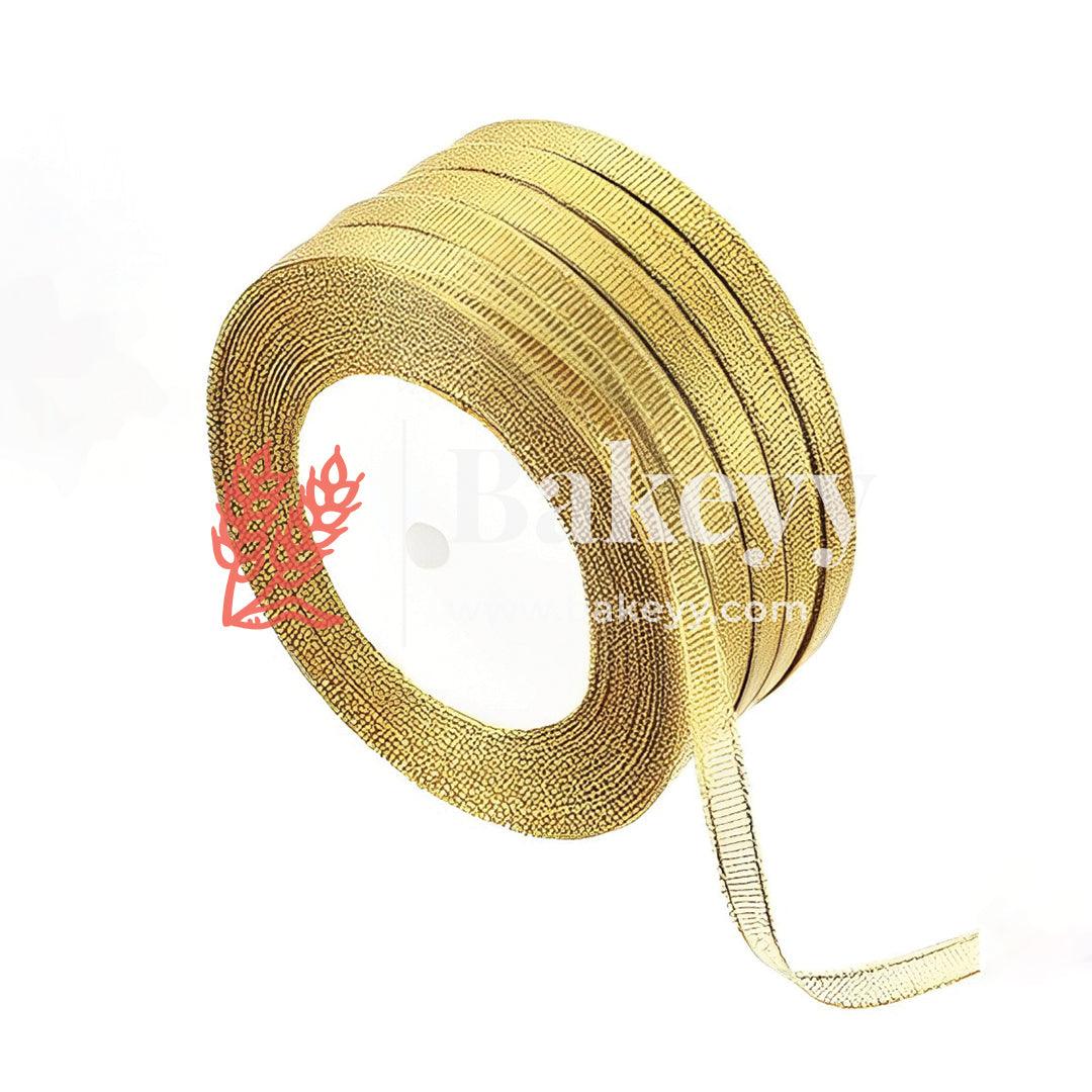 Gold satin ribbon for decoration | Gift wrapping | School project works | Opening ribbon | Multi-purpose use | - Bakeyy.com - India - Gold satin ribbon for decoration | Gift wrapping | School project works | Opening ribbon | Multi-purpose use | - 0.3 Inches