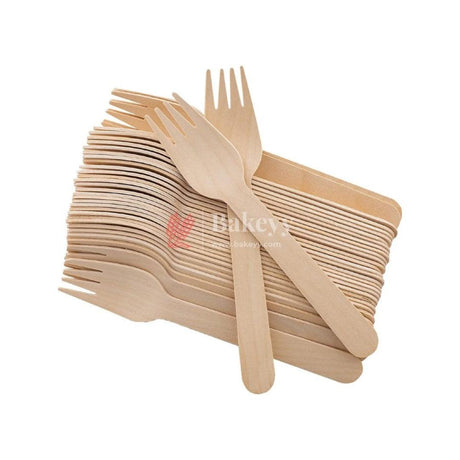 Disposable Wooden Fork | Fork 140mm Bio-Degradable | Pack of 100 - Bakeyy.com - India - Disposable Wooden Fork | Fork 140mm Bio-Degradable | Pack of 100 - Default Title