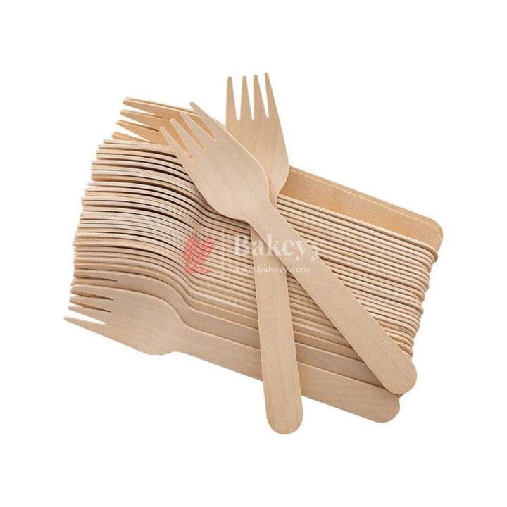 Disposable Wooden Fork | Fork 140mm Bio-Degradable | Pack of 100 - Bakeyy.com