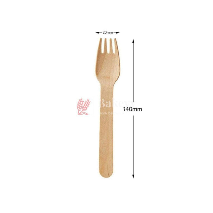 Disposable Wooden Fork | Fork 140mm Bio-Degradable | Pack of 100 - Bakeyy.com