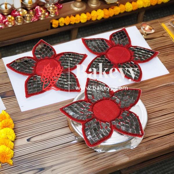 Rangoli Diya Mat | Red Color | (Pack Of 1) - Bakeyy.com - India