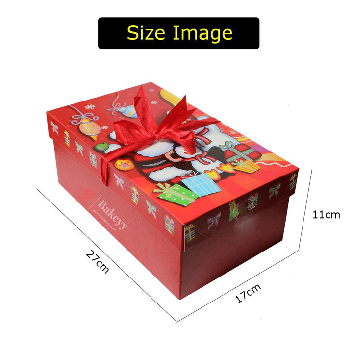 Christmas Rectangular Hamper Box with Ribbon | Cheerful Santa Gift Theme Design | Perfect for Sweets, Hampers, or Return Gifts | Pack of 5 - Bakeyy.com - India - Christmas Rectangular Hamper Box with Ribbon | Cheerful Santa Gift Theme Design | Perfect for Sweets, Hampers, or Return Gifts | Pack of 5 - Large