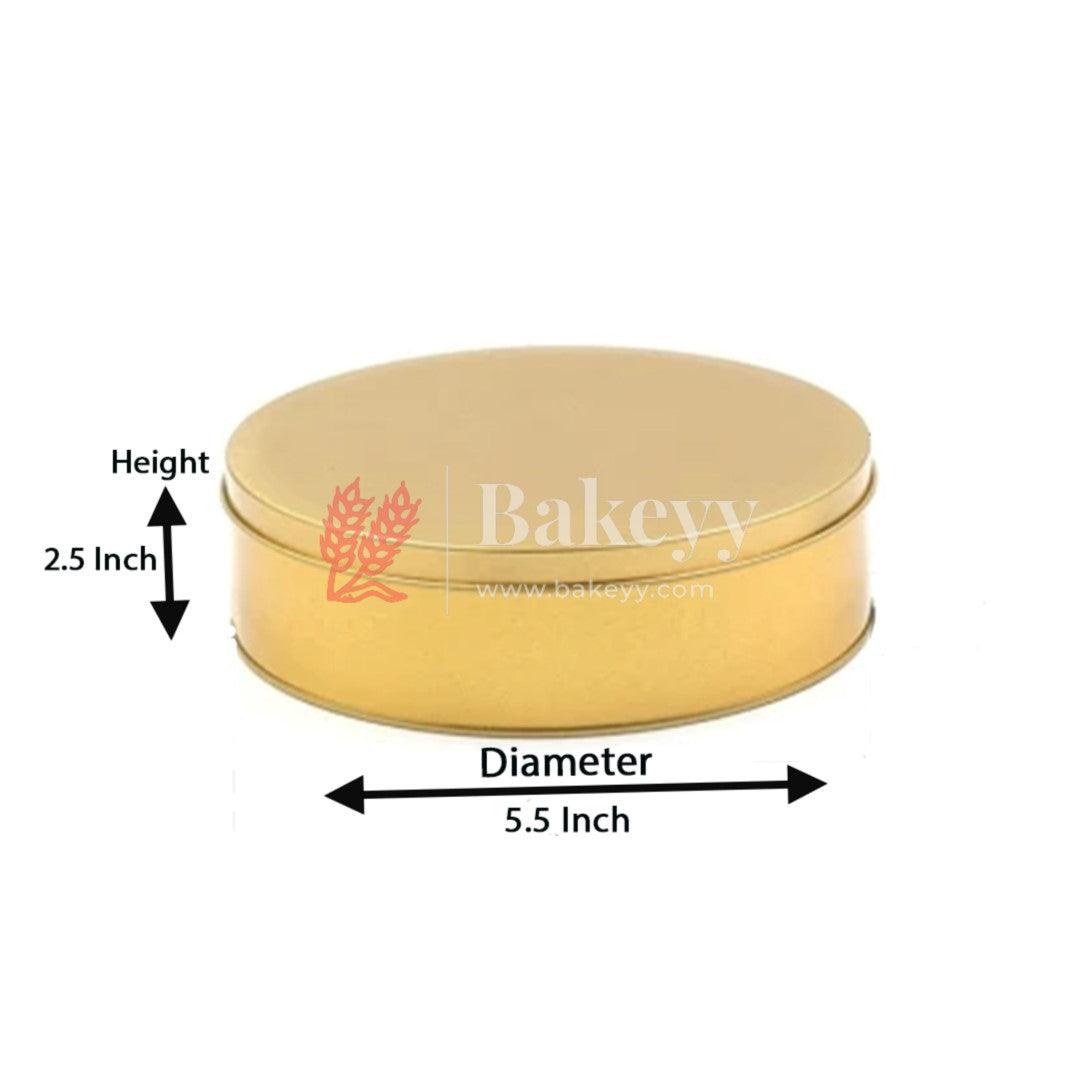 Dream Cake Tin Box Gold Round Empty Decorative Tin Box | 500 Gram Tin | Gift Box | Pack of 6 - Bakeyy.com - India - Dream Cake Tin Box Gold Round Empty Decorative Tin Box | 500 Gram Tin | Gift Box | Pack of 6 - Gold