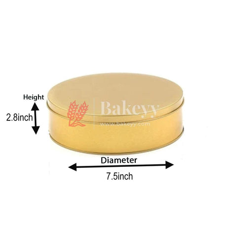 Dream Cake Tin Box Gold Round Empty Decorative Tin Box | 1 Kg Tin | Gift Box | Pack of 5 - Bakeyy.com - India - Dream Cake Tin Box Gold Round Empty Decorative Tin Box | 1 Kg Tin | Gift Box | Pack of 5 - Gold