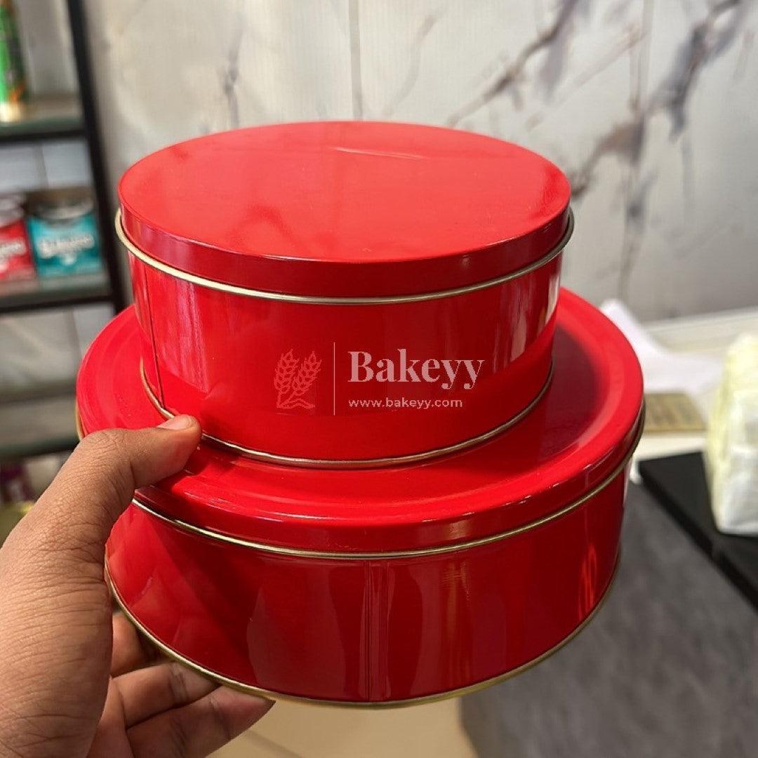 Color Dream Cake Tin Box Red Round Empty Decorative Tin Box 500 Gram Tin Gift Box Pack of