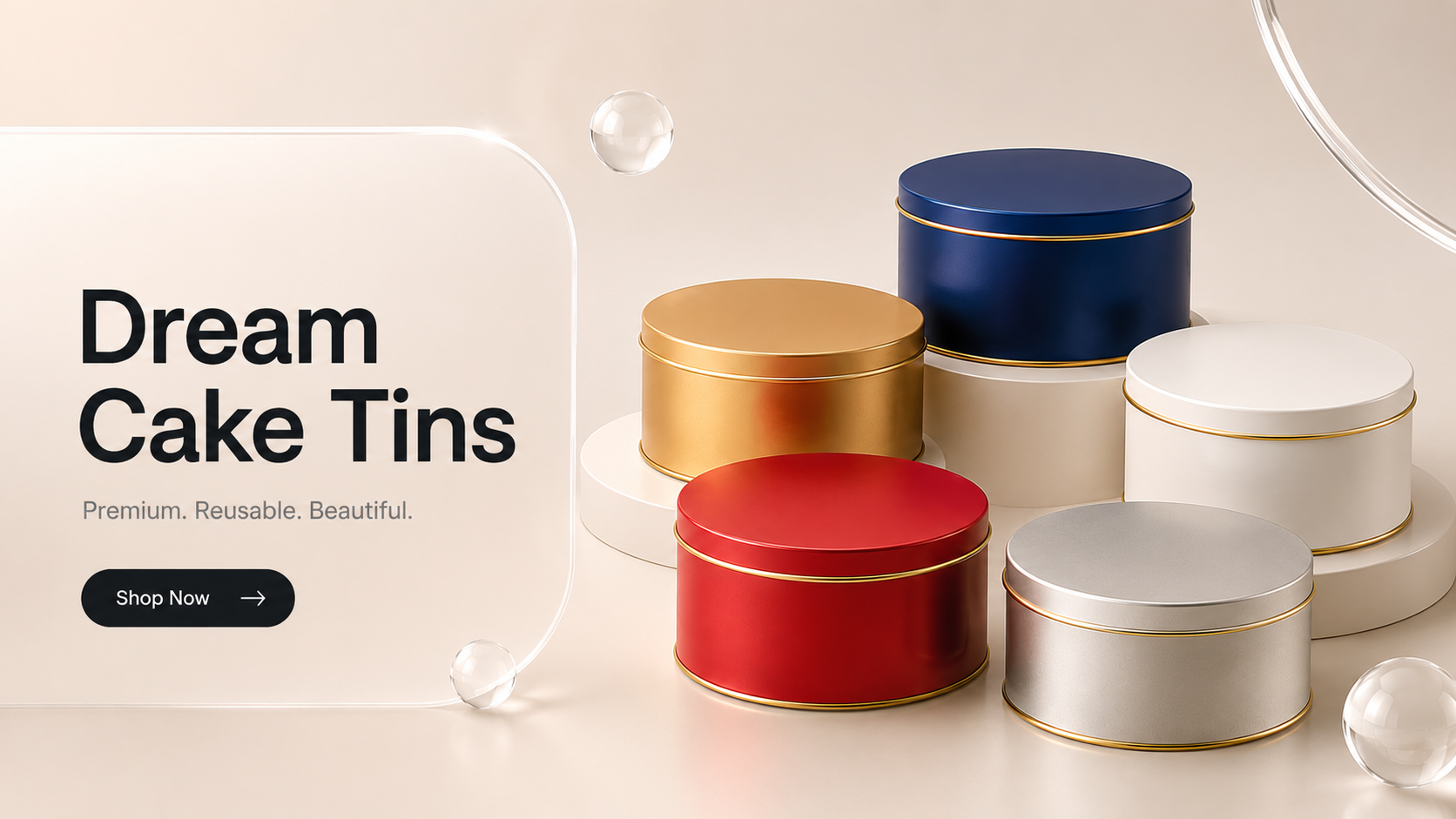 Round Metal Cake Tin Box with Lid | Premium Decorative Tin for Plum Cake, Dream Cake & Gift Packing | Reusable Storage Container | Multiple Colors