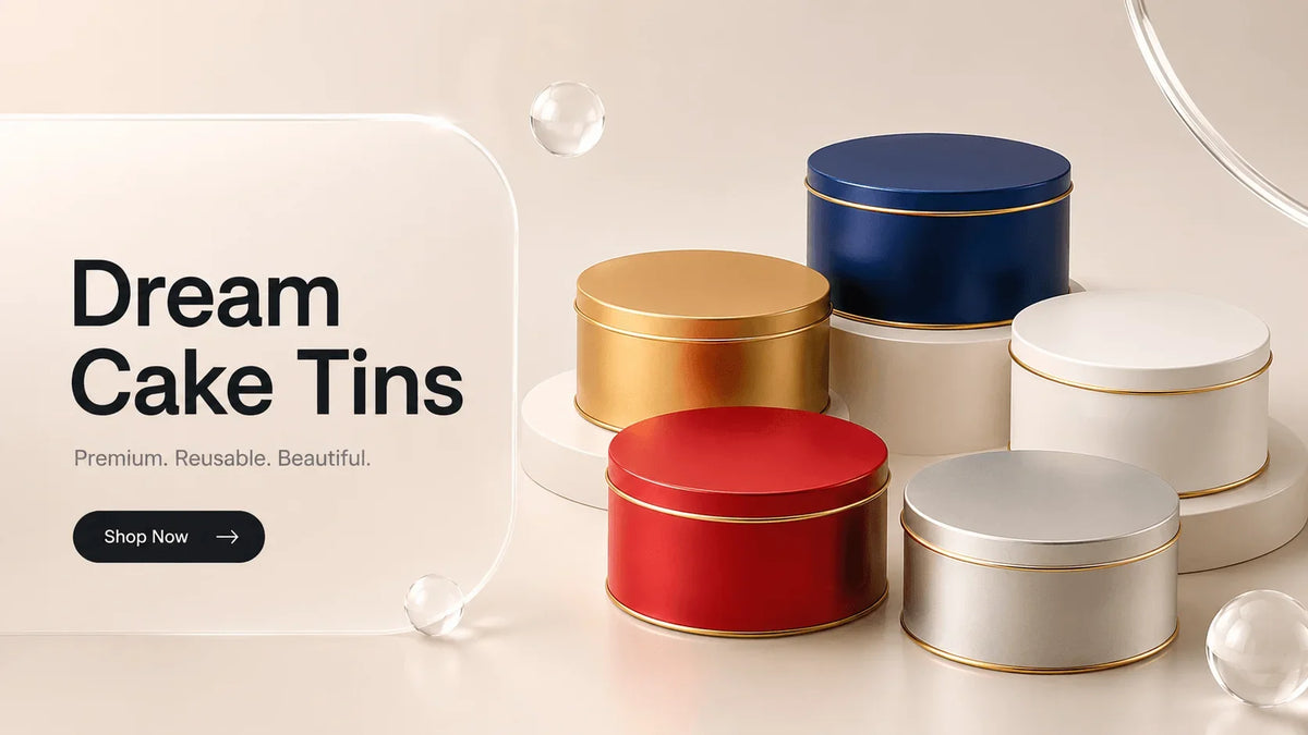 Round Metal Cake Tin Box with Lid | Premium Decorative Tin for Plum Cake, Dream Cake & Gift Packing | Reusable Storage Container | Multiple Colors