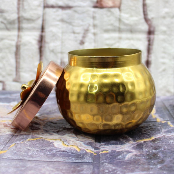 Dry Fruit Jar for Gifting | Designed Jar | Copper tin & Copper lid - Bakeyy.com