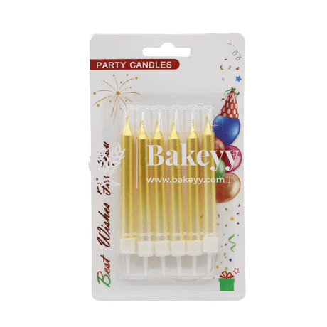 Dual Tone Metallic Candles Gold & White | 6 pcs | For Birthday, Baby Shower, Wedding Party & Cake Decoration - Bakeyy.com - India - Dual Tone Metallic Candles Gold & White | 6 pcs | For Birthday, Baby Shower, Wedding Party & Cake Decoration - Default Title