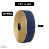 343 | Elastic Royal Blue Ribbon with Gold Borders – 3cm Width | 18 Meters Roll